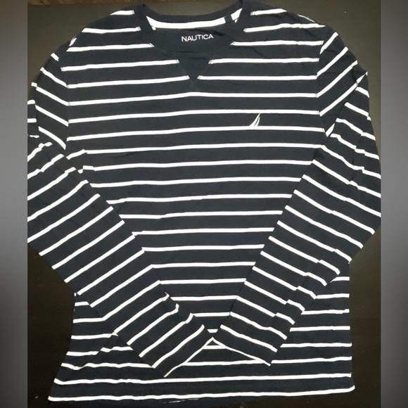 Nautica Other - Nautica Navy Blue Longsleeve Shirt Striped. *Excellent Cond* Size L